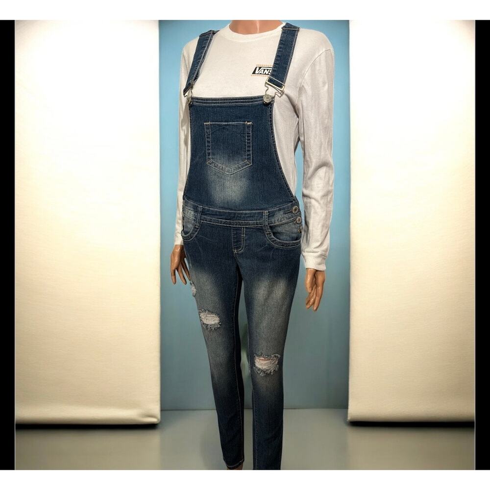 Almost Famous Blue Denim Overalls Juniors Size Small